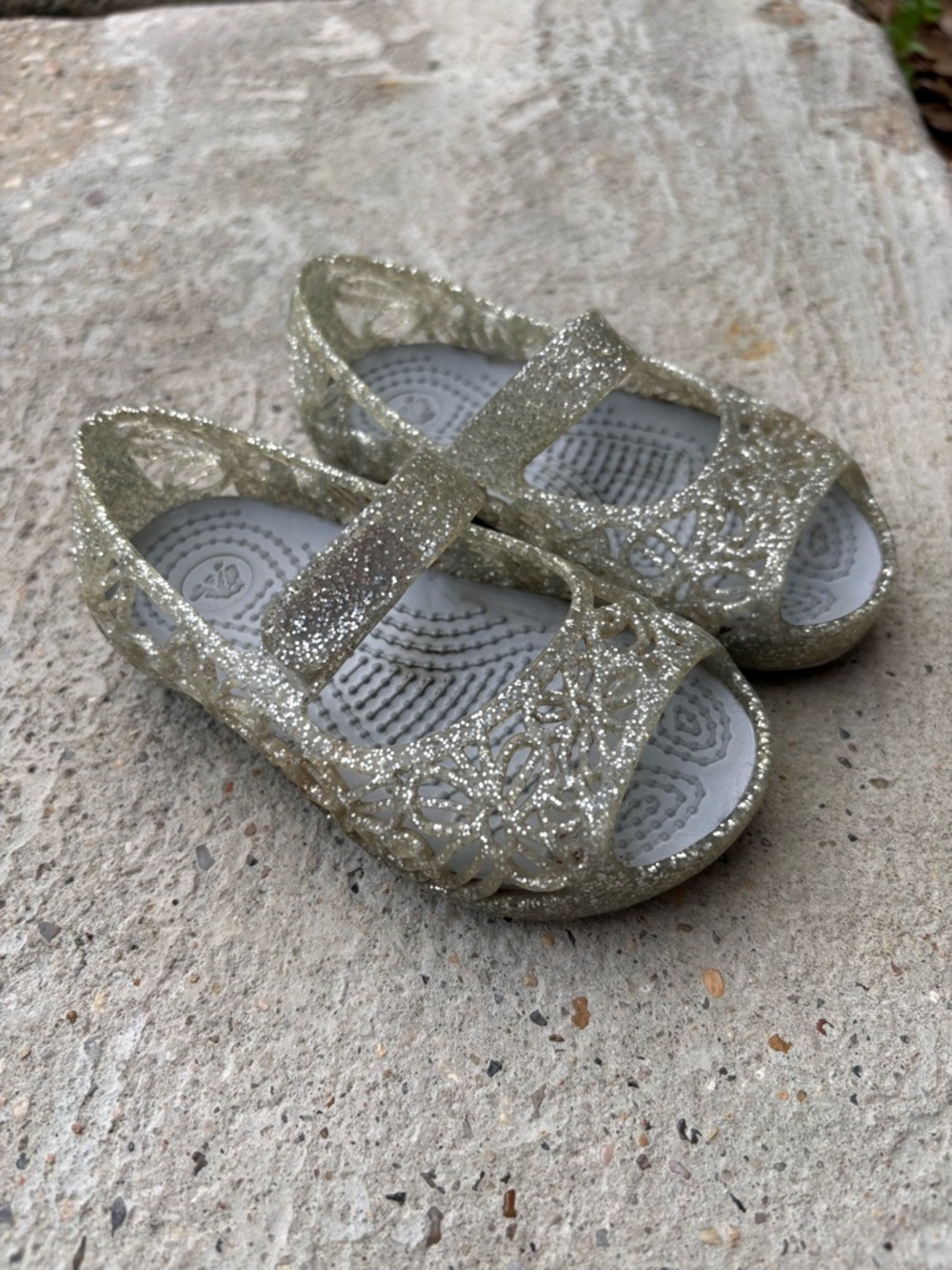 Girls' Glitter Mary Jane Sandals - Silver Crocs